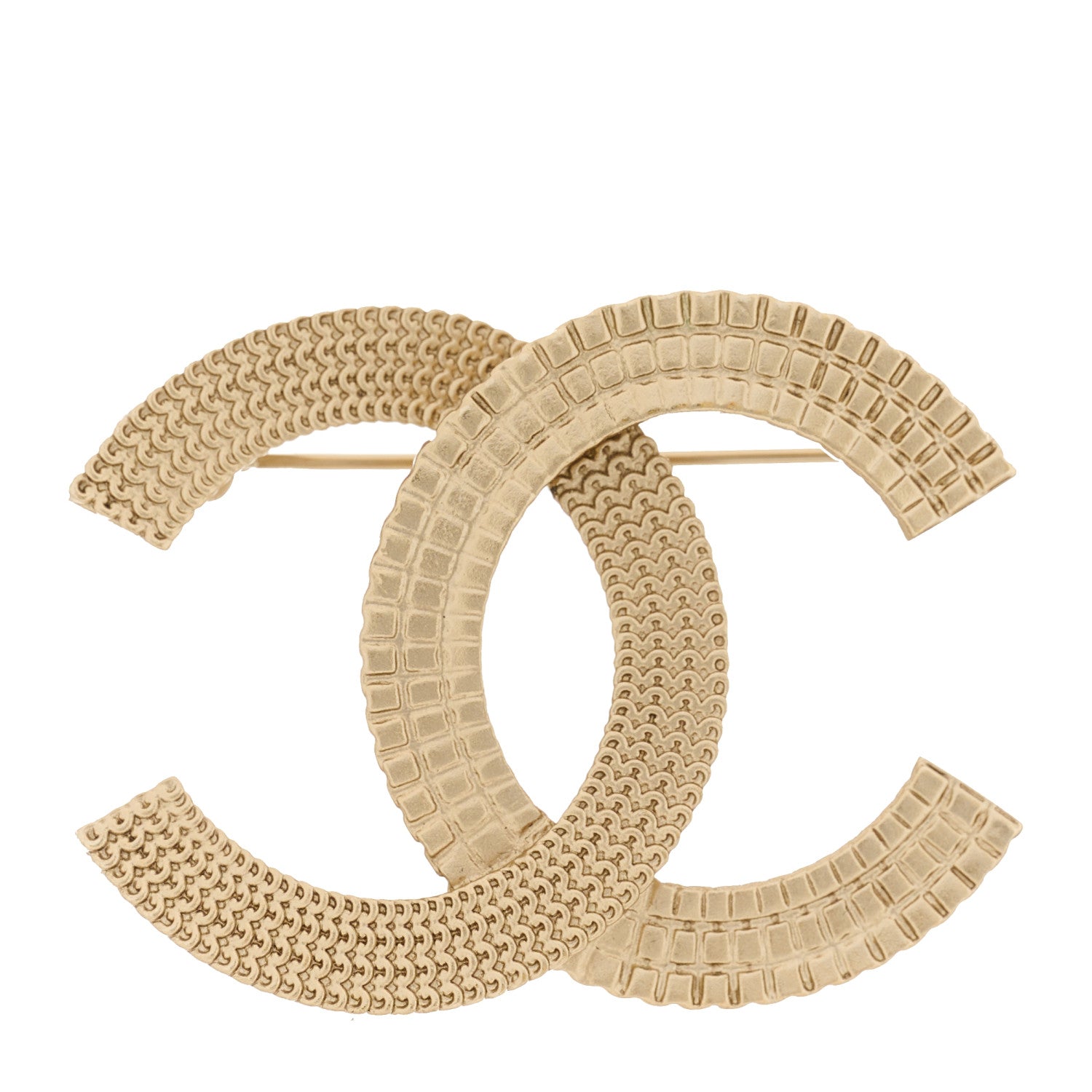 Chanel Metal Chain Quilted CC Brooch Gold 1 of 3