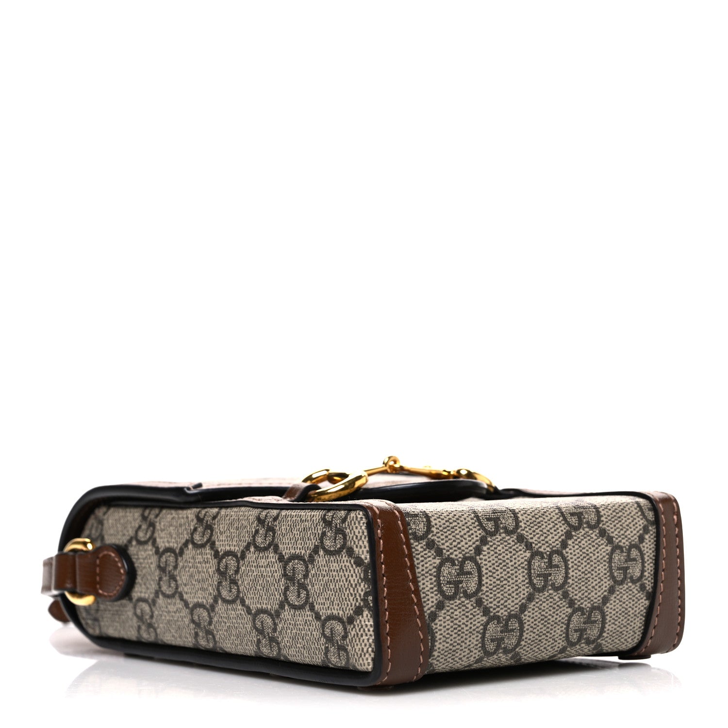 Gucci GG Supreme Monogram Mini Horsebit 1955 Crossbody Bag Beige Brown Sugar 3 of 10