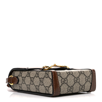 Gucci GG Supreme Monogram Mini Horsebit 1955 Crossbody Bag Beige Brown Sugar 3 of 10