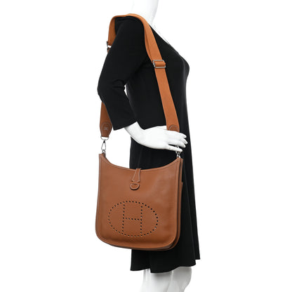 Hermes Taurillon Clemence Evelyne III PM Gold 2 of 11