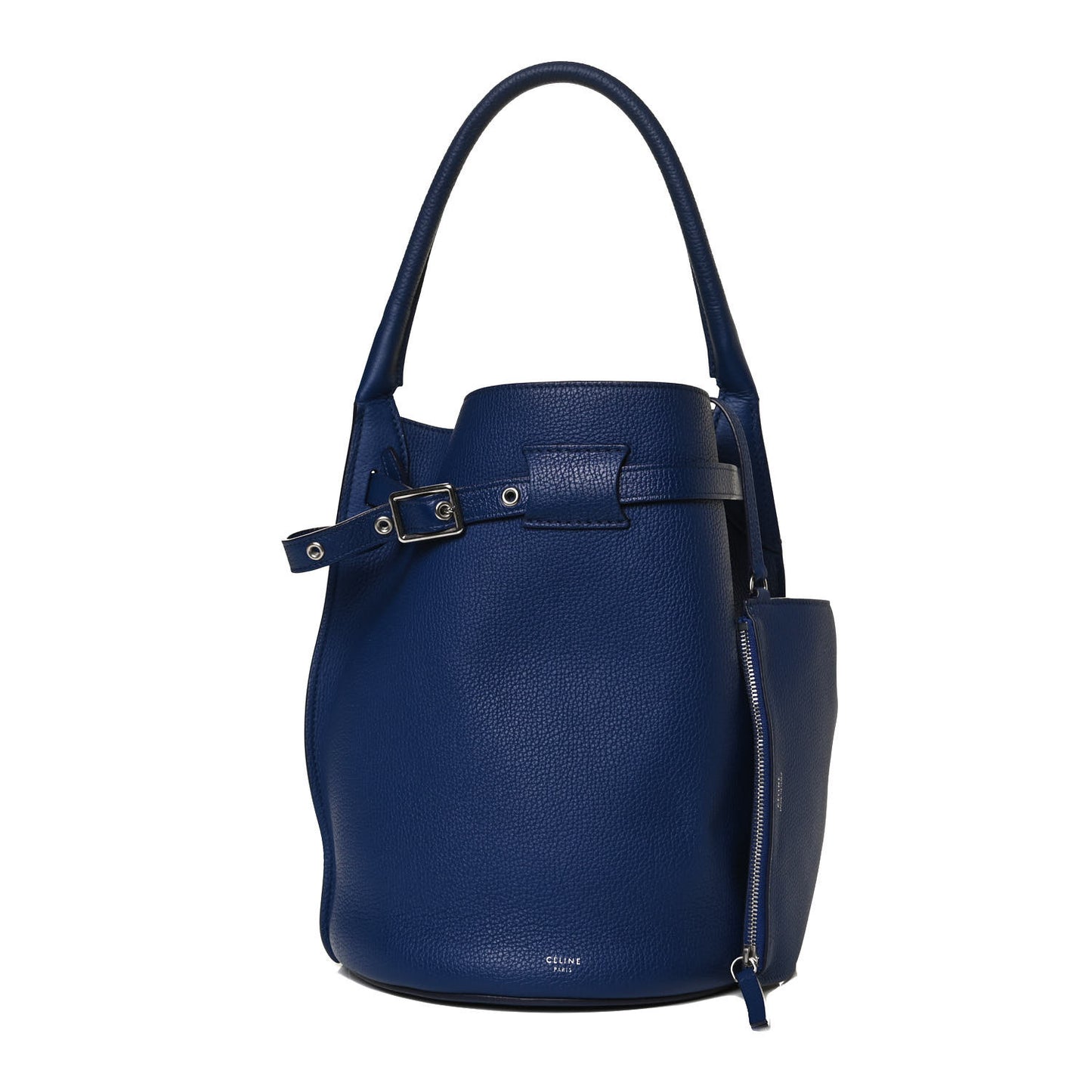 Supple Grained Calfskin Big Bag Bucket Cobalt