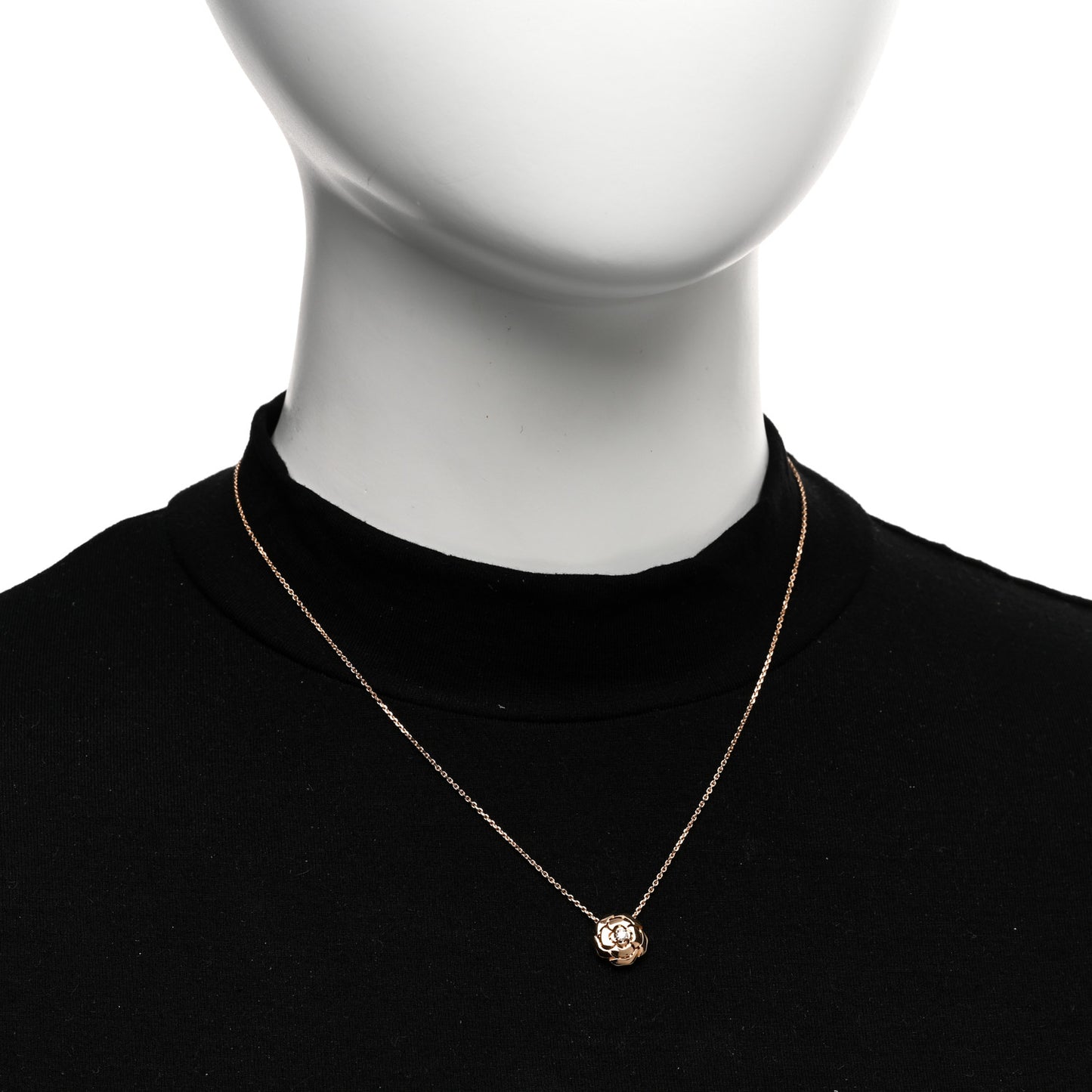18K Rose Gold Diamond Extrait de Camelia Pendant Necklace