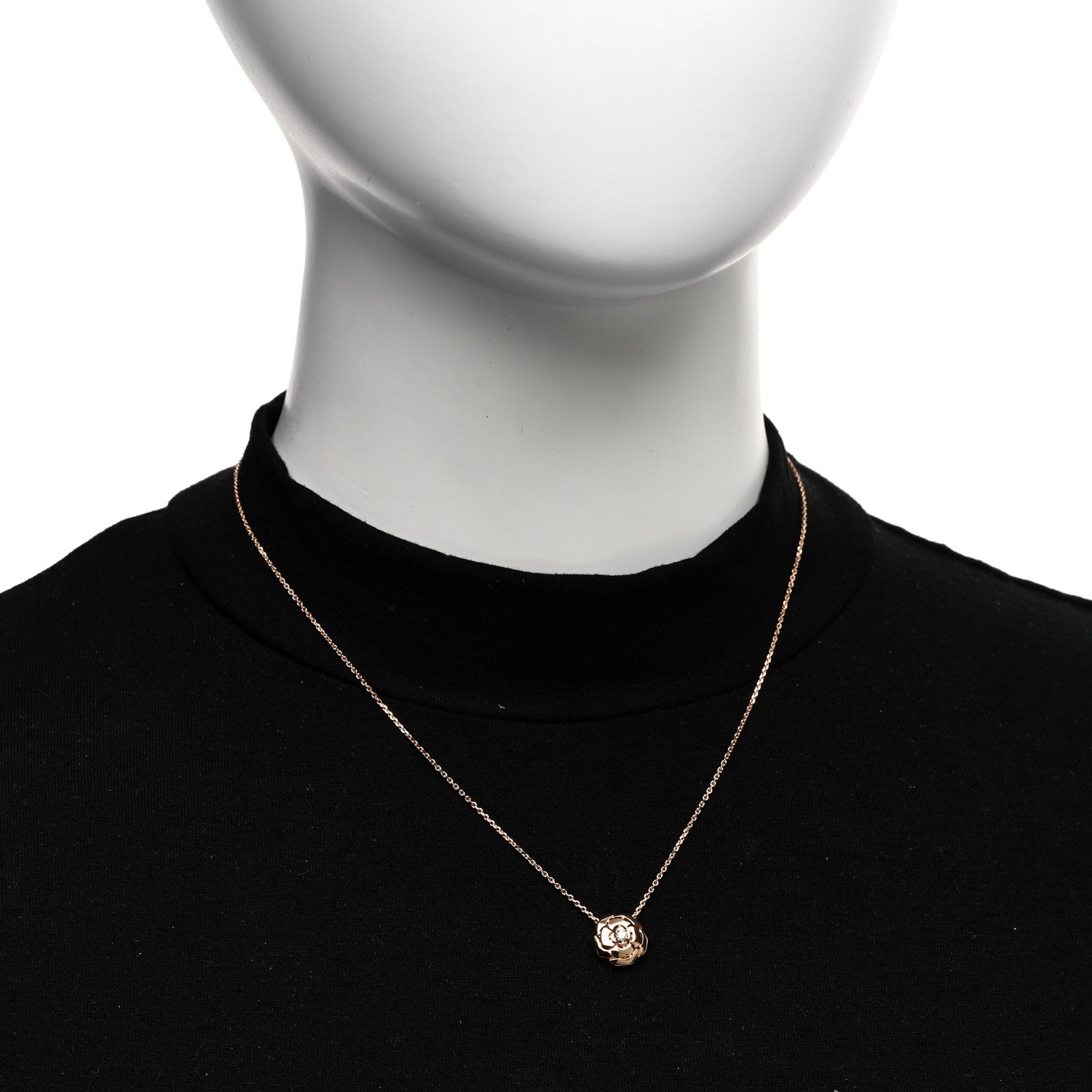 Chanel 18K Rose Gold Diamond Extrait de Camelia Pendant Necklace 2 of 5