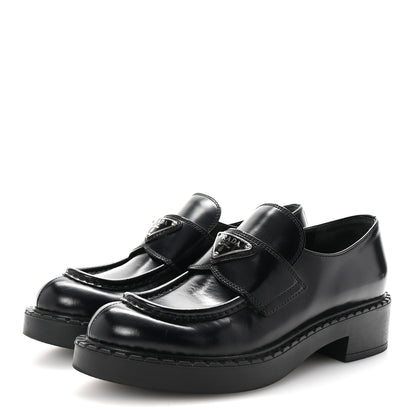 Prada Spazzolato Metal Triangle Logo 50mm Loafers 36 Black 8 of 20
