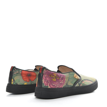Gucci Canvas Miro Soft Calfskin Web Floral Snake Print Mens Dublin Slip On Sneakers 8 Militare Multicolor Black 4 of 10
