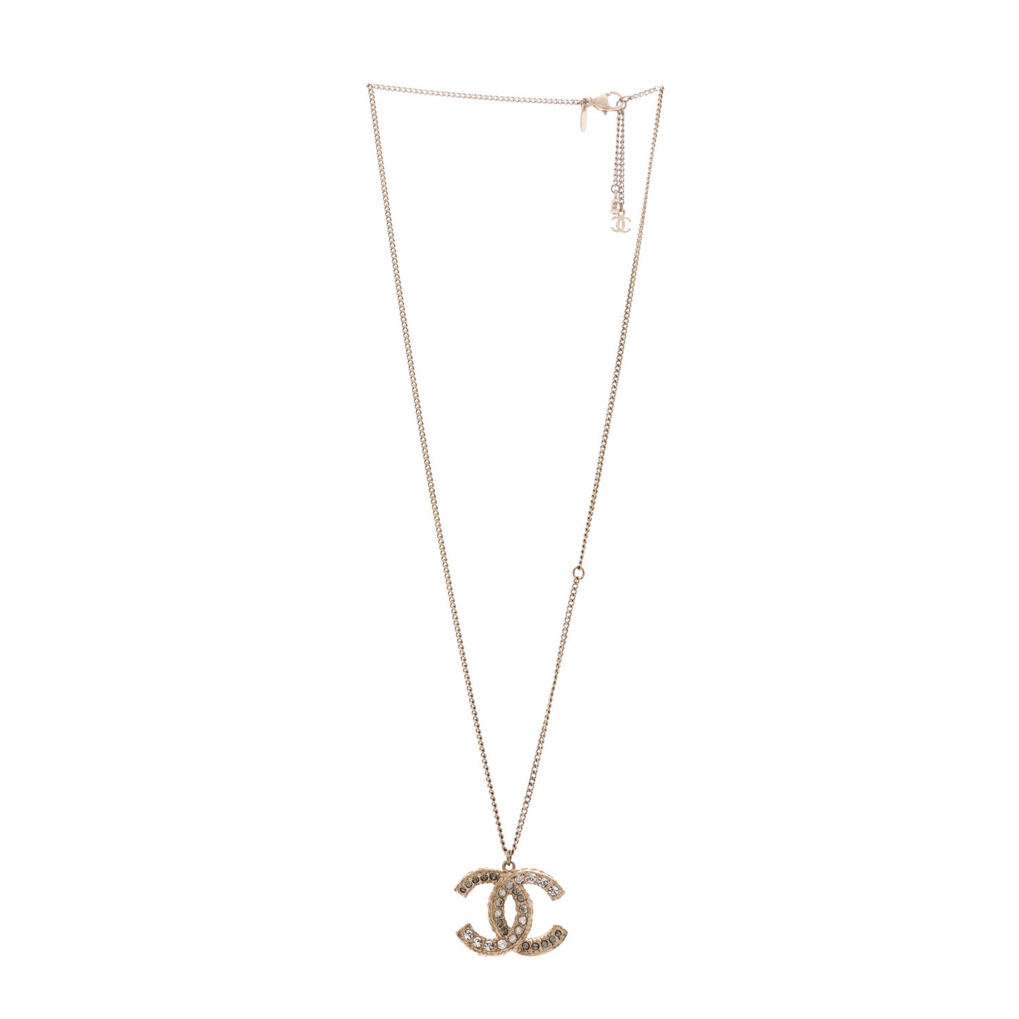Crystal Enamel CC Necklace Light Gold