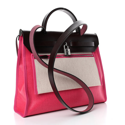 Hermes Toile H Berline Vache Hunter Herbag Zip 31 PM Rouge Sellier Rose Shocking 2 of 4