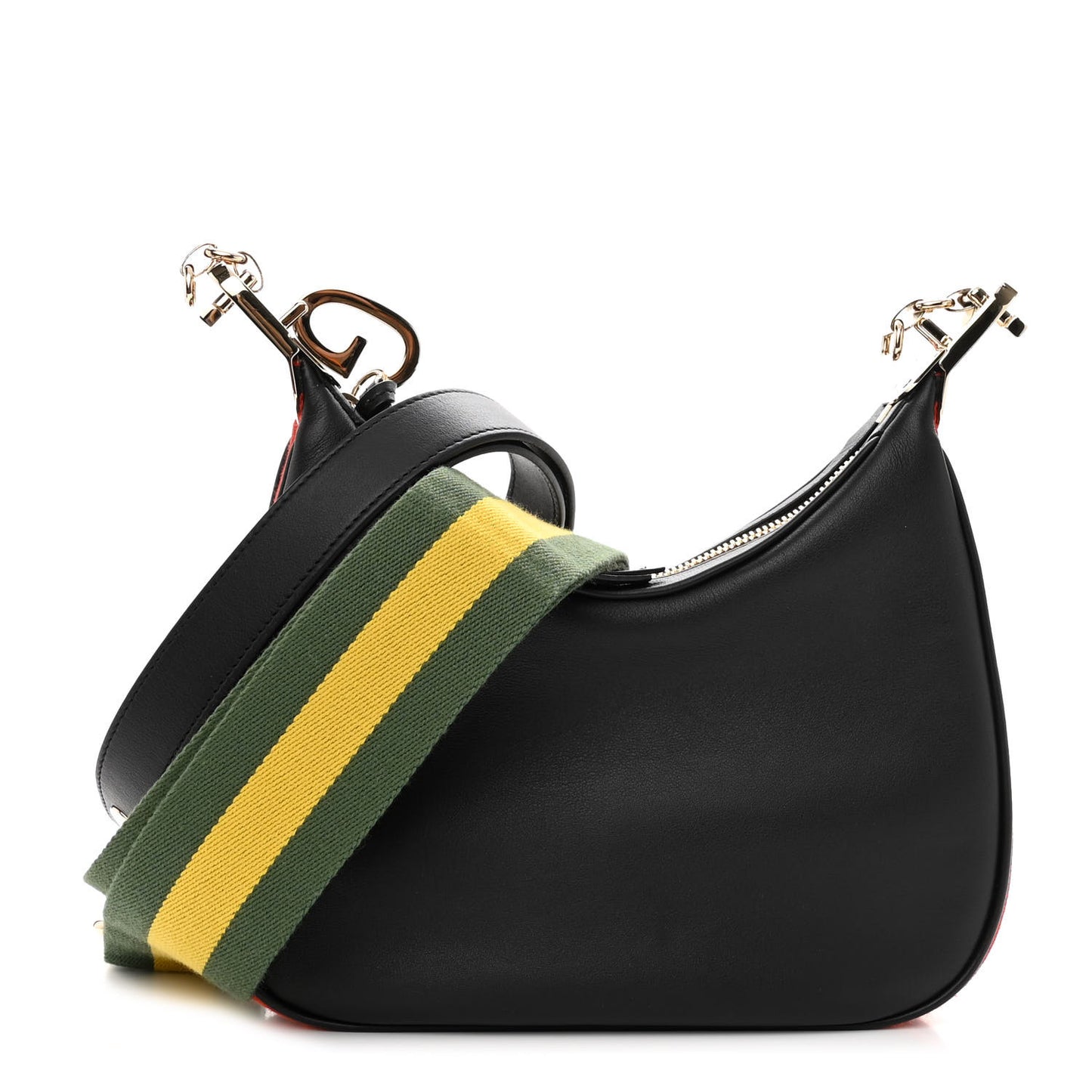 Aria Calfskin Web Small Attache Shoulder Bag Black