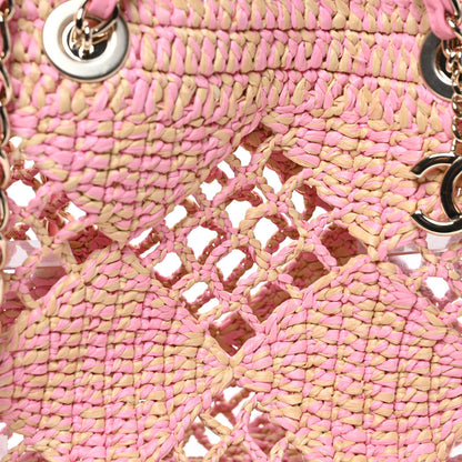 Chanel Raffia Effect Braided Small Shopping Bag Beige Pink 8 of 11