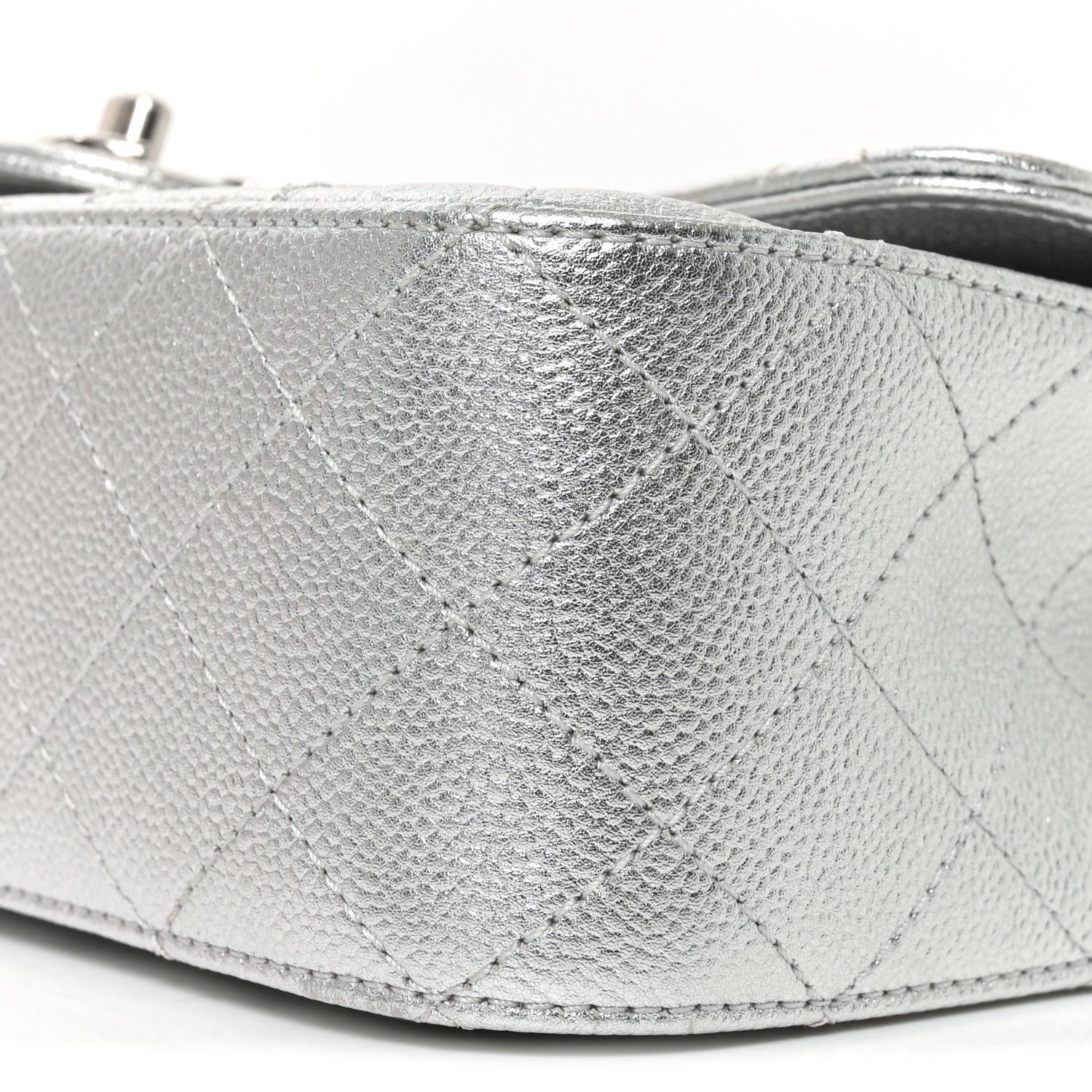 Chanel Metallic Caviar Quilted Medium CC Slide Flap Silver Silver 10 of 11