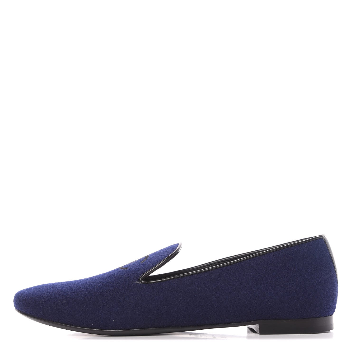Chanel Fabric Lambskin Womens CC Mocassin Loafers 39.5 Navy Black 1 of 14