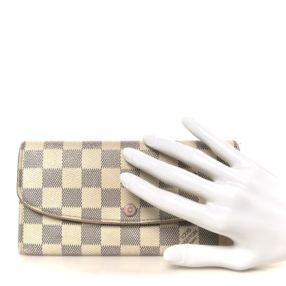 Louis Vuitton Damier Azur Emilie Wallet Rose Ballerine 2 of 9