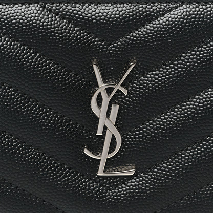 Saint Laurent Grain De Poudre Matelasse Chevron Monogram Zipped Two-Part Wallet Black 8 of 8