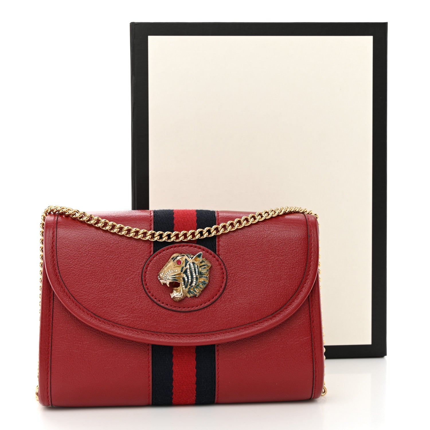 Gucci Textured Calfskin Web Mini Rajah Slim Flap Shoulder Bag Romantic Cherry 11 of 11