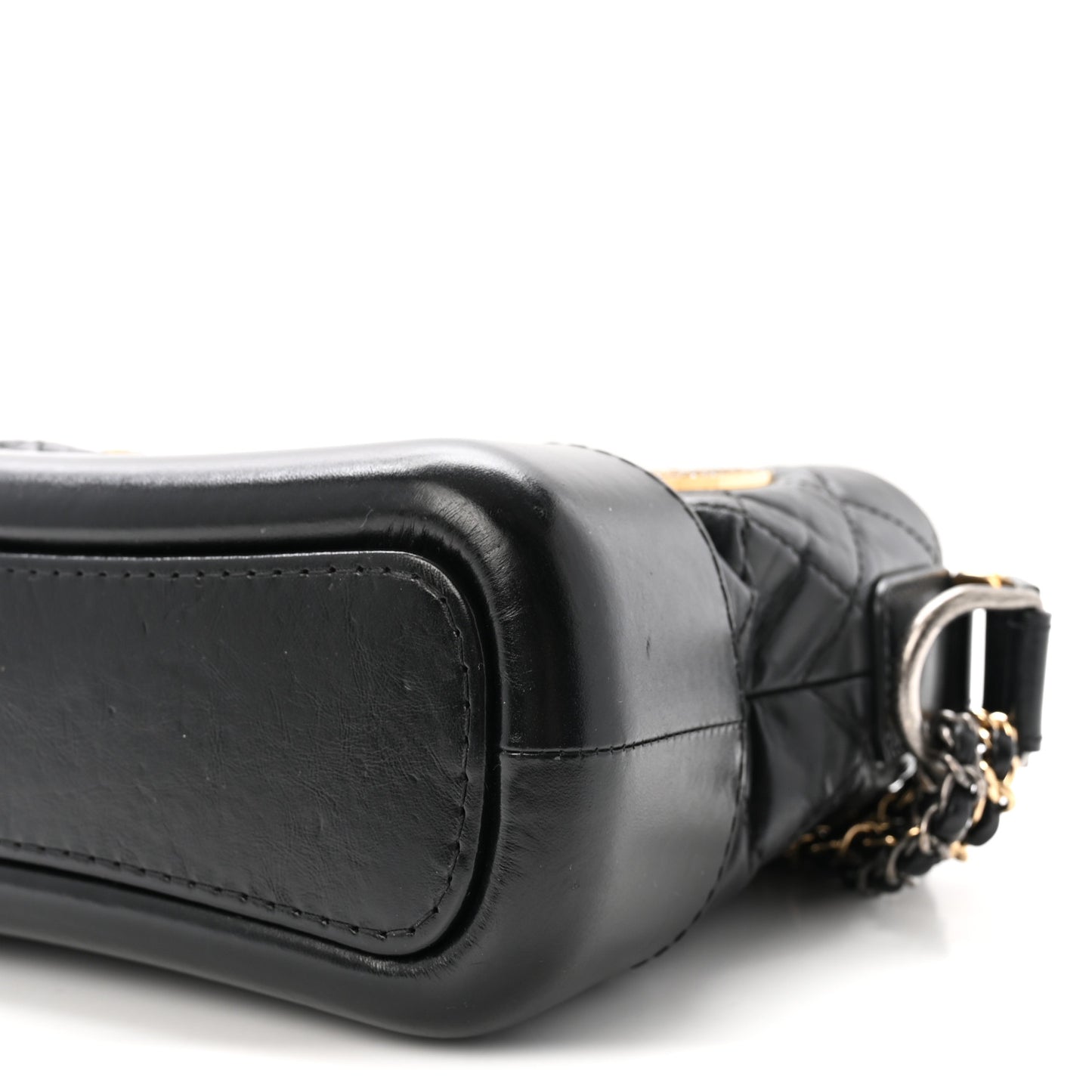 Aged Calfskin Quilted Charms Small Gabrielle Hobo Black