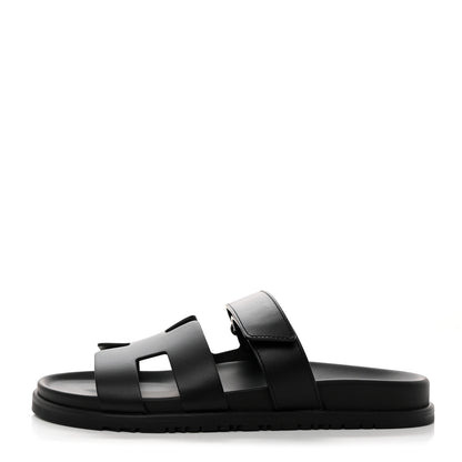 Hermes Calfskin Womens Chypre Sandals 41 Black 1 of 9