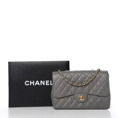 Chanel Caviar Quilted Jumbo Single Flap Grey 11 of 11