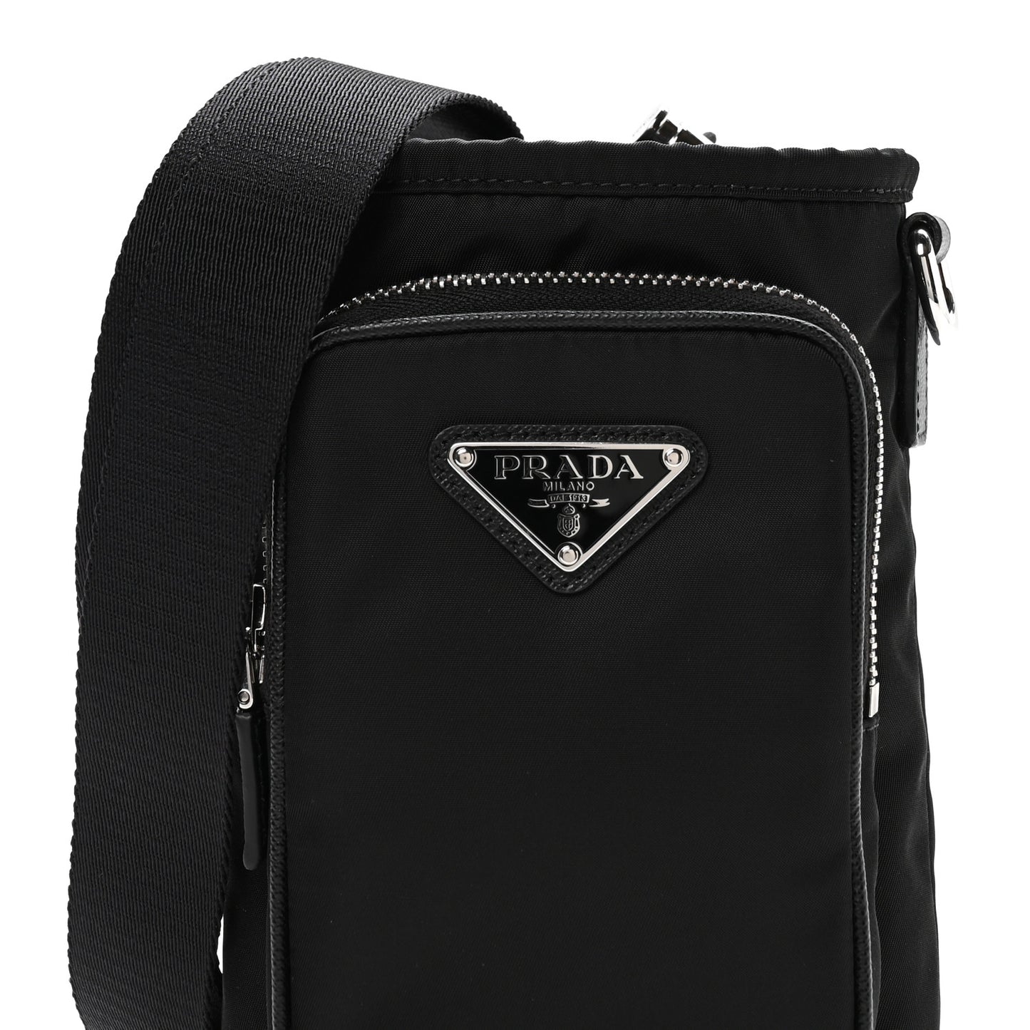 Tessuto Nylon Saffiano Phone Case Crossbody Black
