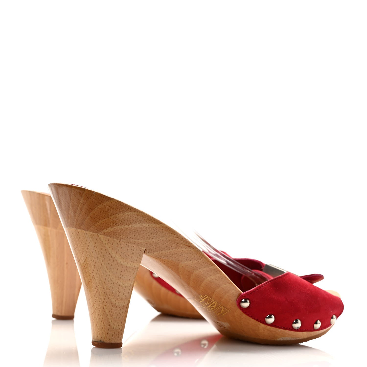 Chanel Suede CC Buckle Clogs 37 Red 4 of 8