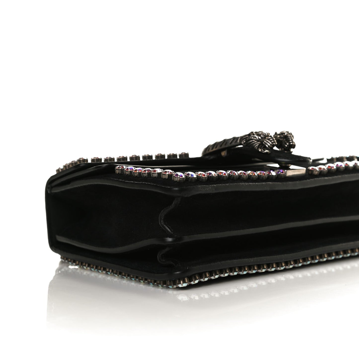 Suede Crystal Small Dionysus Shoulder Bag Black