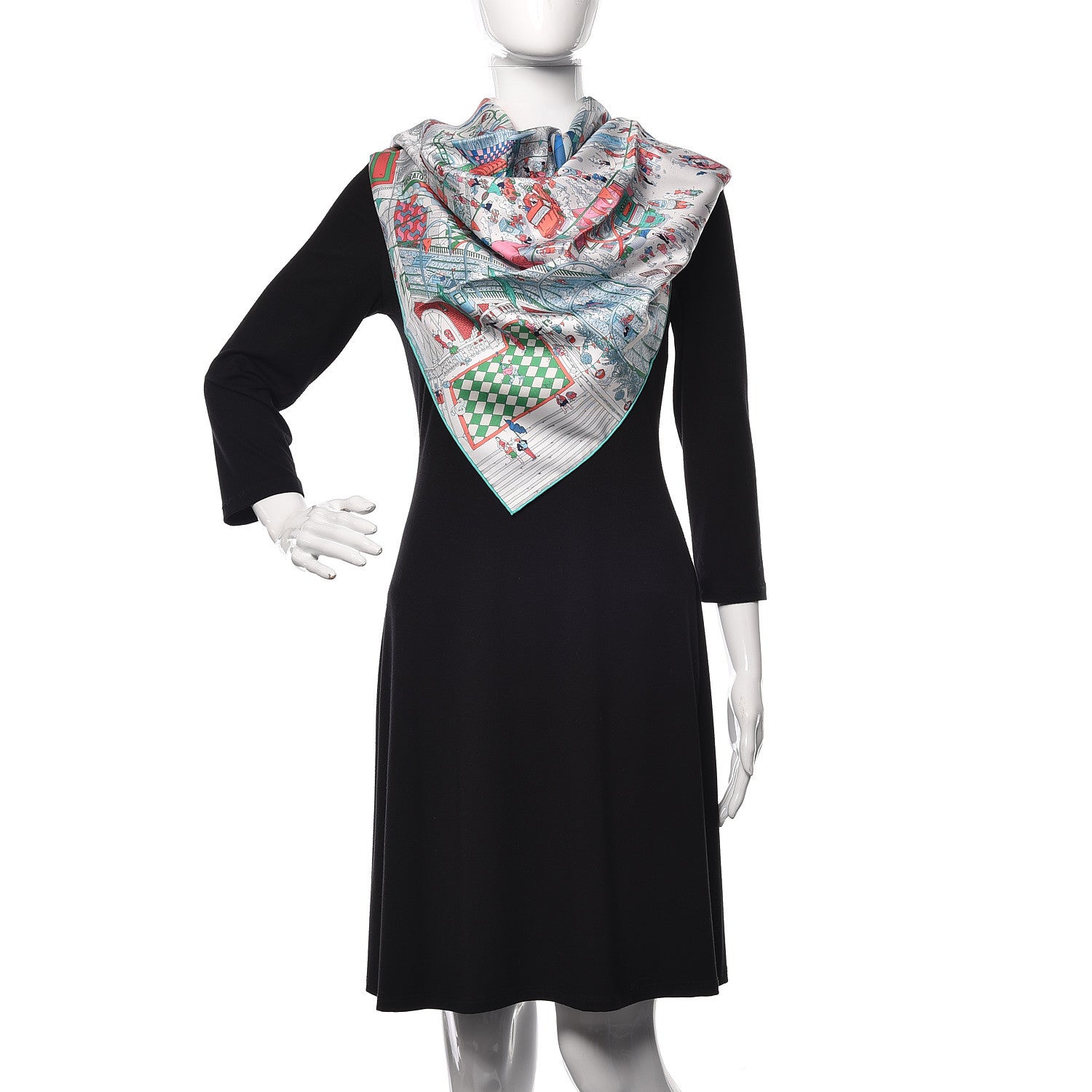 Hermes Silk Le Grand Prix du Faubourg Scarf 90 Bleu Rose Menthol 2 of 7