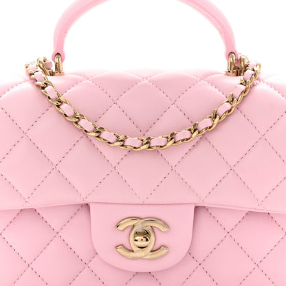 Chanel Lambskin Quilted Mini Top Handle Rectangular Flap Light Pink 8 of 11