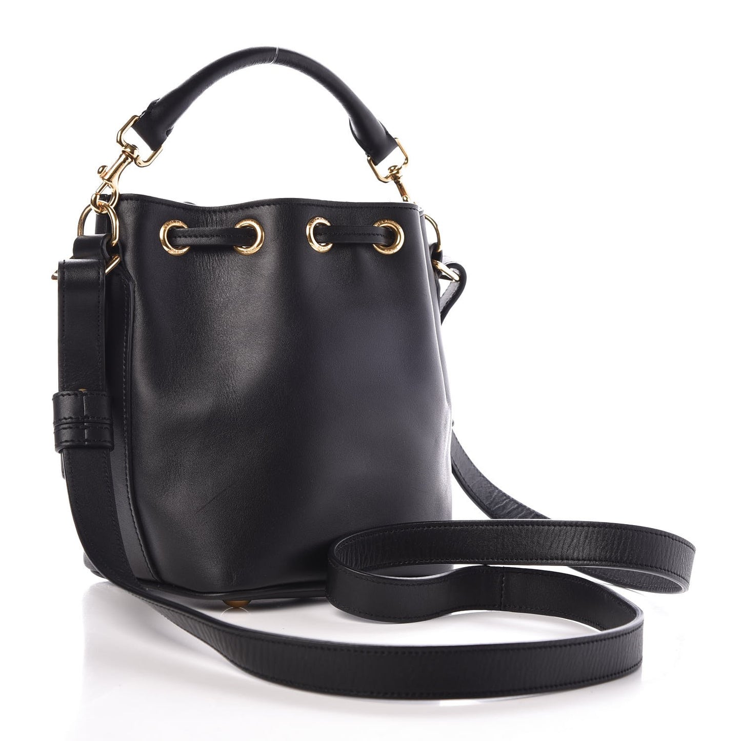 Calfskin Small Emmanuelle Bucket Bag Black