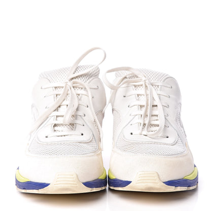 Chanel Calfskin Suede Fabric Mens Sneakers 44 White Blue Red 2 of 15