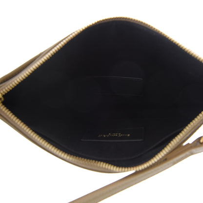 Saint Laurent Grain De Poudre Chevron Monogram Large Bill Pouch Cork 5 of 10