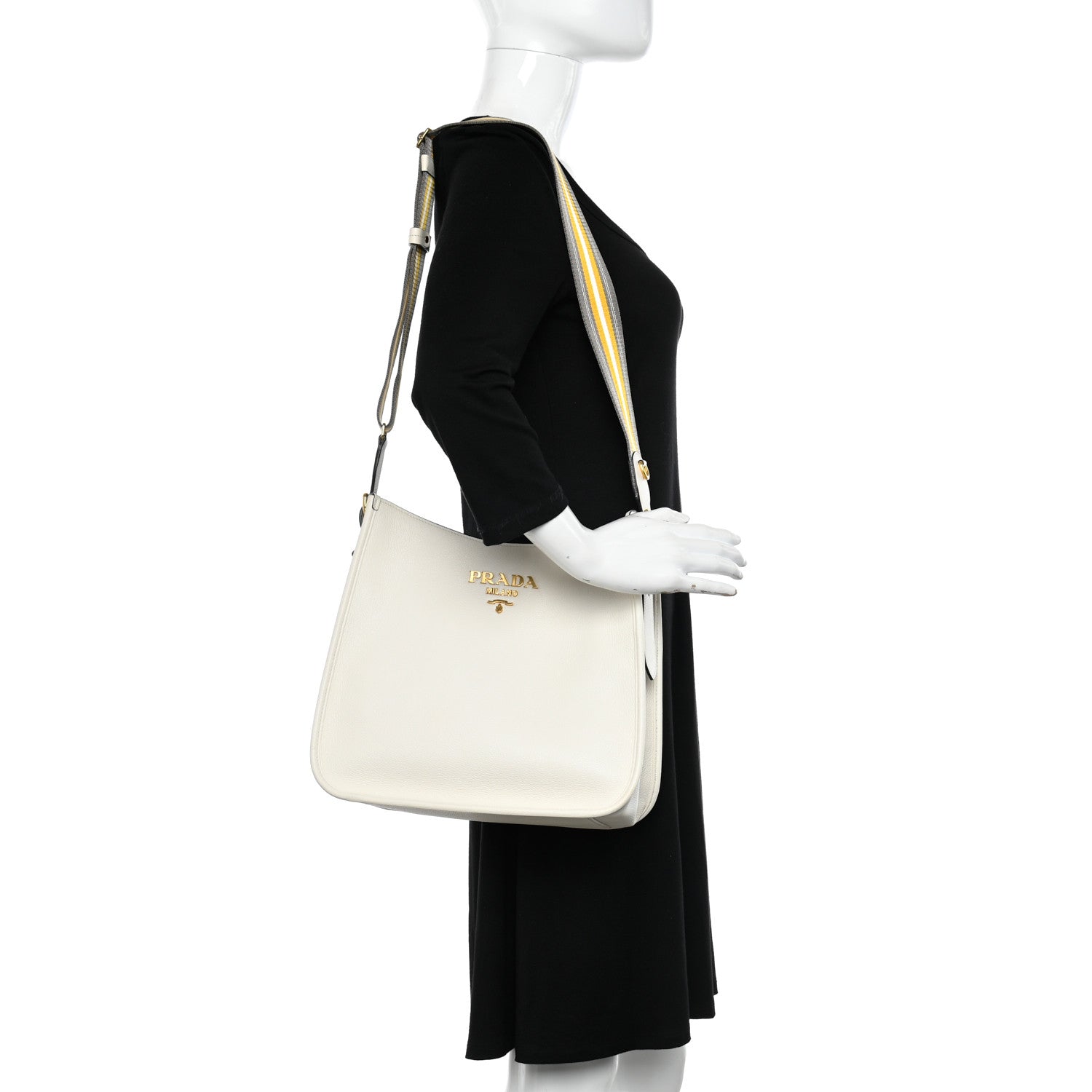 Prada Vitello Daino Hobo Messenger Bag White 2 of 15