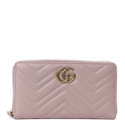 Gucci Calfskin Matelasse GG Marmont Zip Around Organizer Wallet Perfect Pink 1 of 7