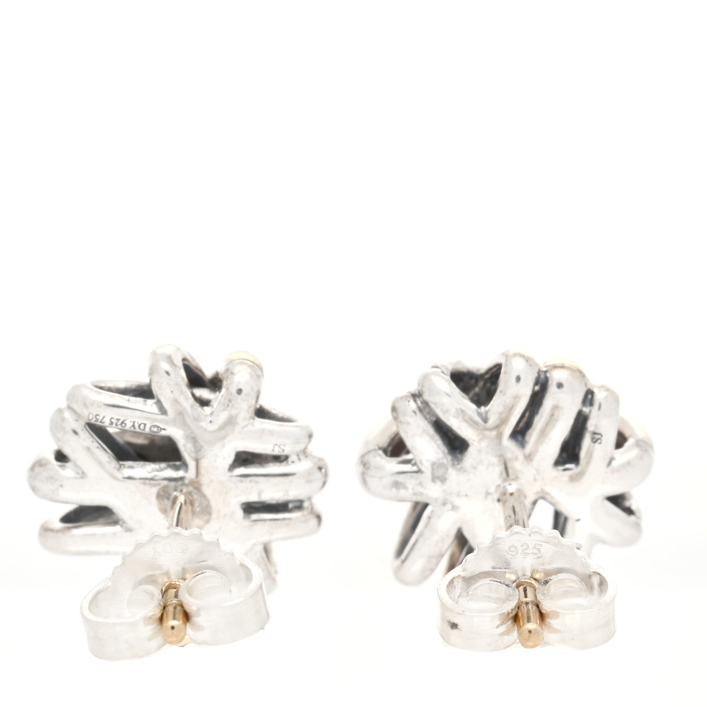 Sterling Silver 18K Yellow Gold Crossover Stud Earrings