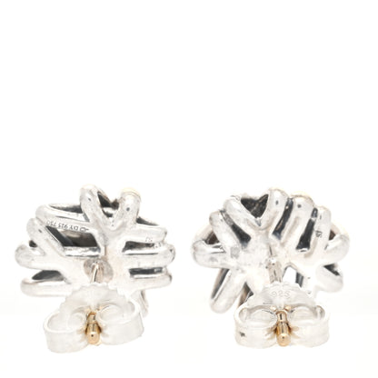 David Yurman Sterling Silver 18K Yellow Gold Crossover Stud Earrings 3 of 6