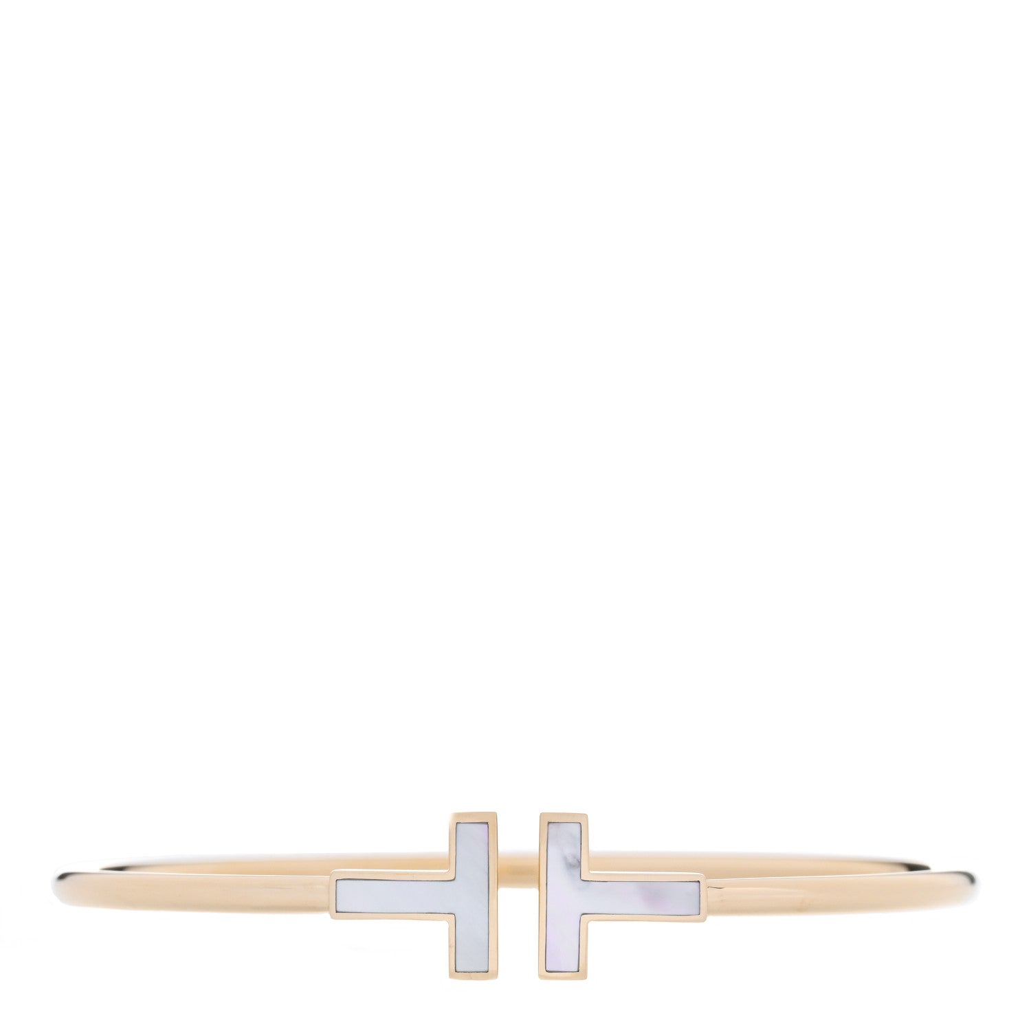 Tiffany 18K Yellow Gold Mother of Pearl T Wire Bracelet 1 of 3