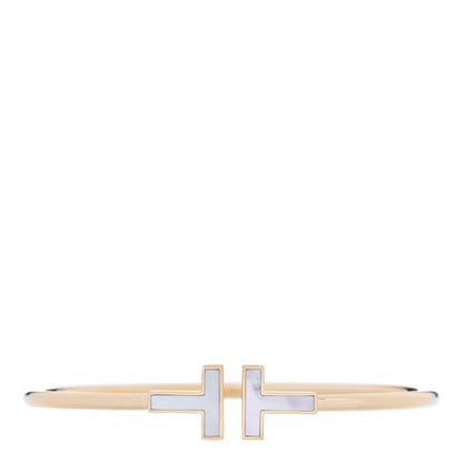 Tiffany 18K Yellow Gold Mother of Pearl T Wire Bracelet 1 of 3