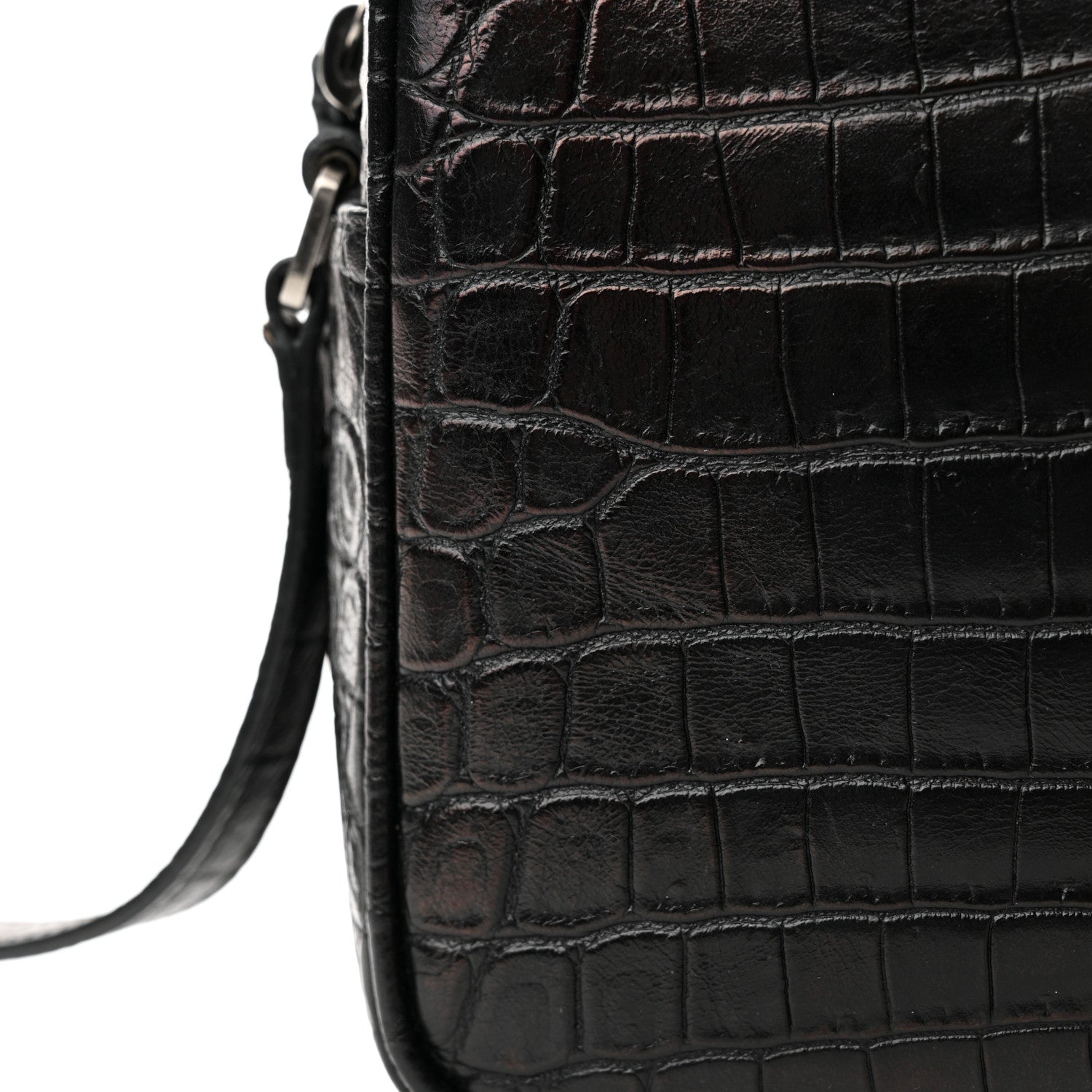 Saint Laurent Calfskin Crocodile Embossed Monogram Lou Camera Bag Black 16 of 18
