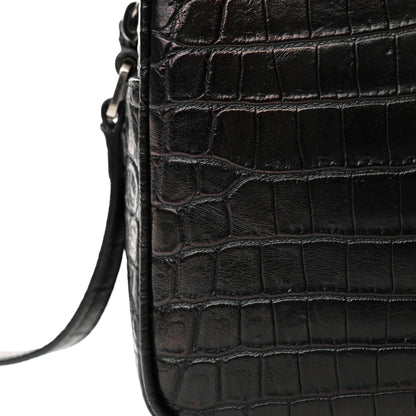 Saint Laurent Calfskin Crocodile Embossed Monogram Lou Camera Bag Black 16 of 18