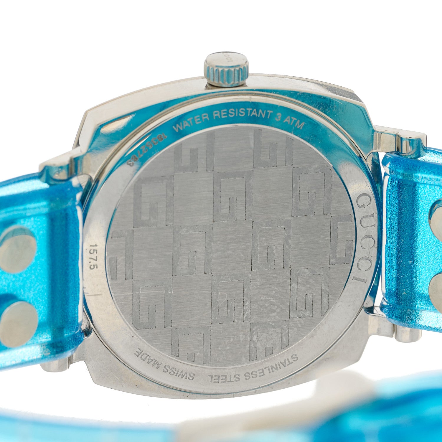 Gucci Stainless Steel Rubber 27mm Grip Quartz Watch Blue 1532965
