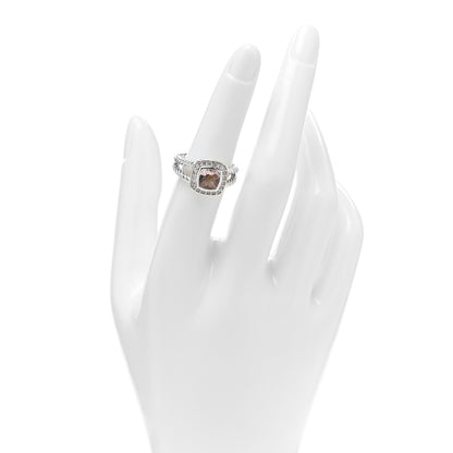 David Yurman Sterling Silver Diamond Morganite 7mm Petite Albion Ring 52 6 2 of 5