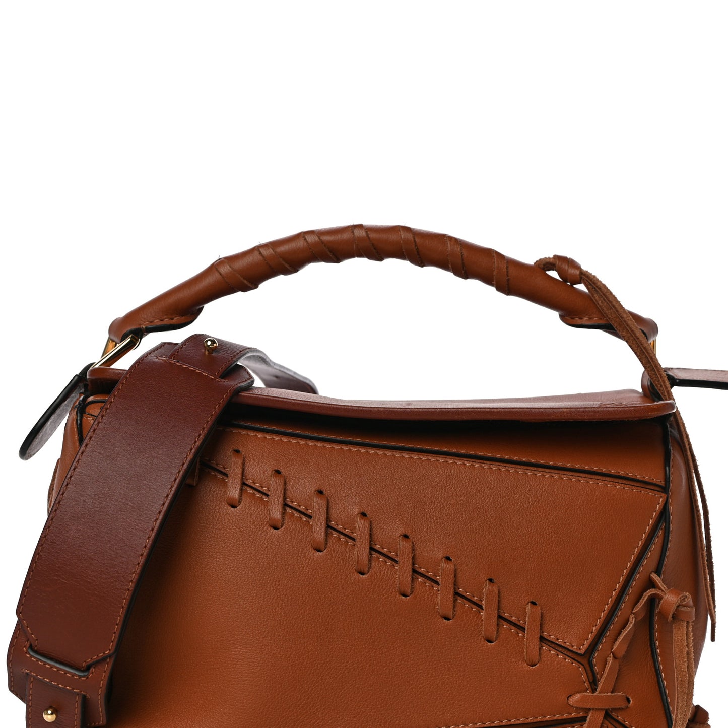 Calfskin Small Laced Puzzle Bag Tan