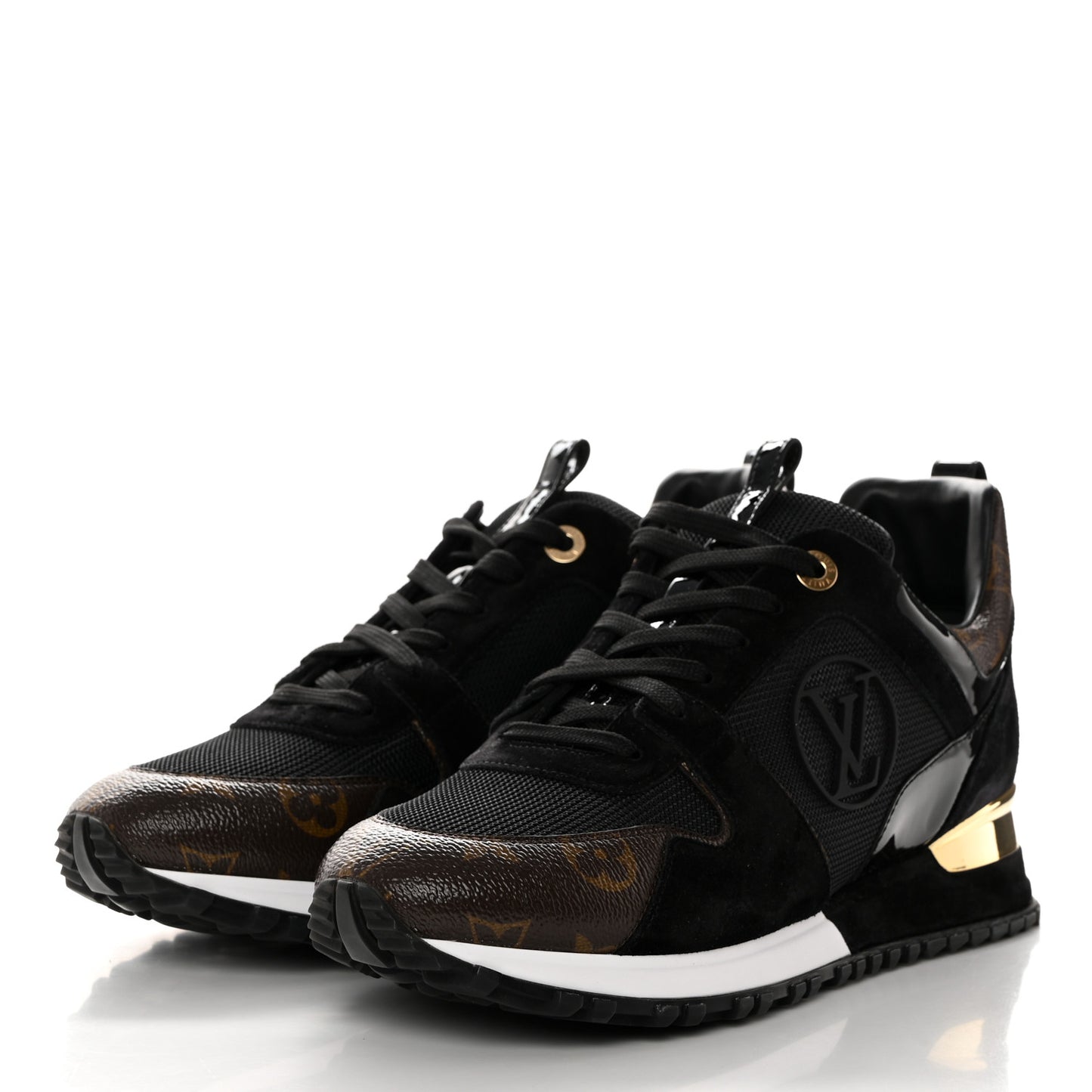 Suede Monogram Run Away Sneakers 40 Black