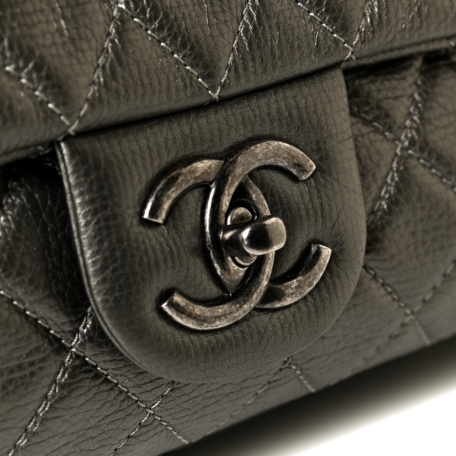 Chanel Metallic Calfskin Quilted XXL Travel Flap Bag Dark Silver 7 of 7