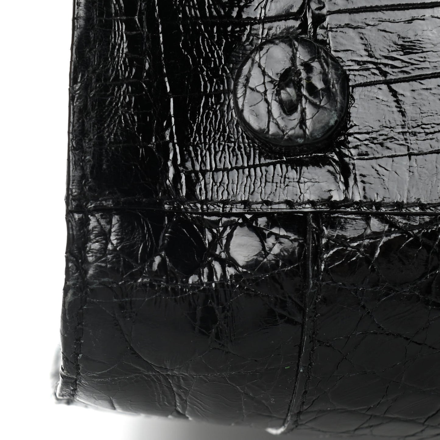 Crocodile Top Handle Bag Black
