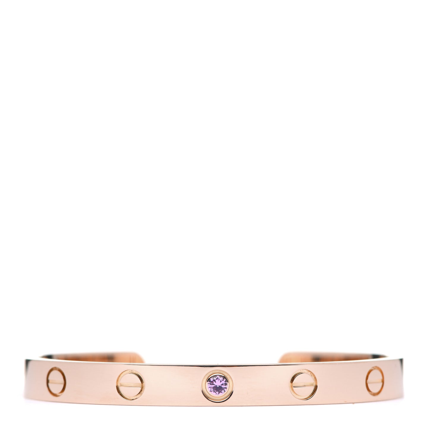 18K Pink Gold Pink Sapphire LOVE Cuff Bracelet 16