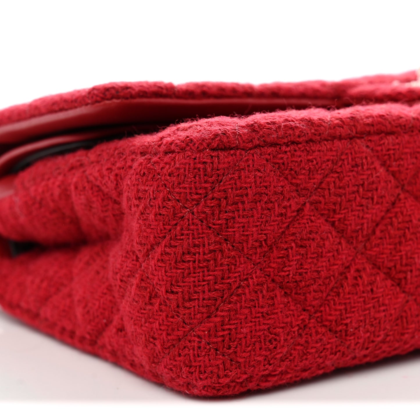 Tweed Quilted Medium Double Flap Red