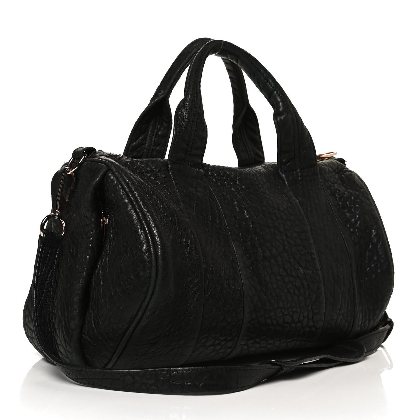 Pebbled Lambskin Rocco Black Rose Gold Hardware