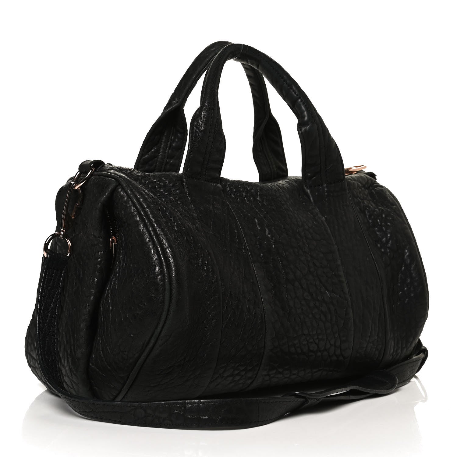 Alexander Wang Pebbled Lambskin Rocco Black Rose Gold Hardware 3 of 12