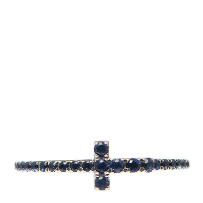 Tiffany 18K White Gold Blue Sapphire T Wire Pave Ring 56 7.5 1 of 5