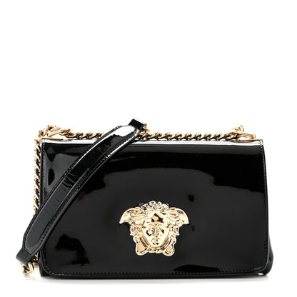 Versace Patent Palazzo Medusa Chain Shoulder Bag Black 1 of 12