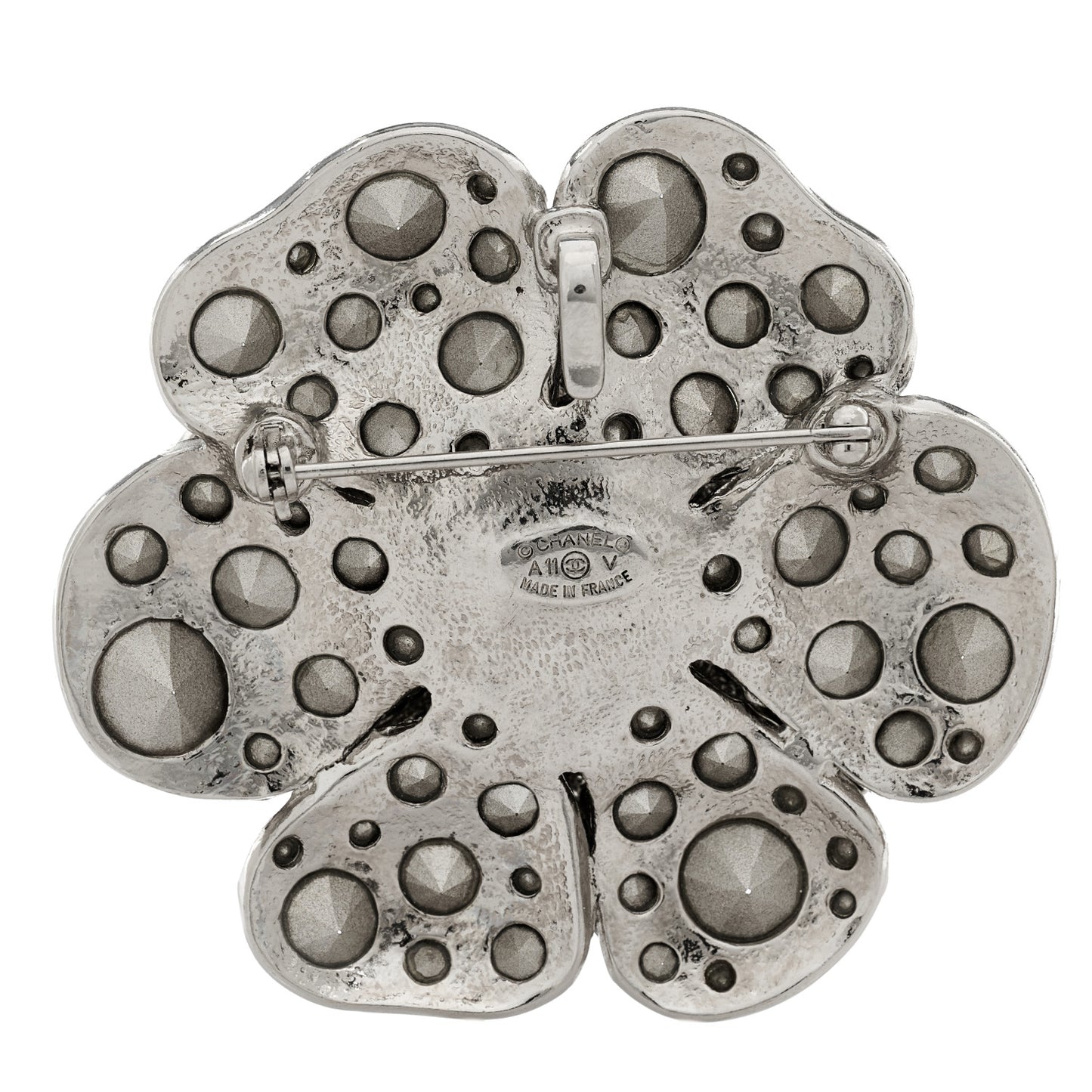 Swarovski Crystal Camellia CC Brooch Silver